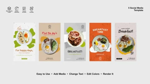 Breakfast Social Stories Stockmateriaal After Effects