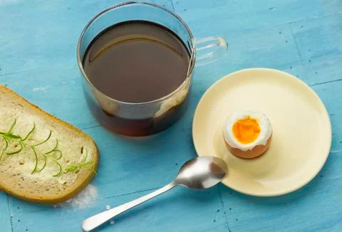 Breakfast soft boiled egg Stock Photos