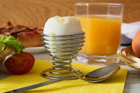 Breakfast with a soft-boiled egg Stock Photos