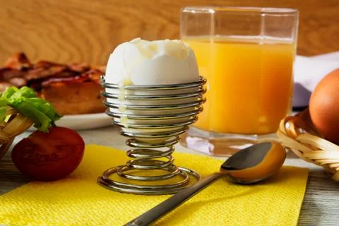 Breakfast with a soft-boiled egg Stock Photos