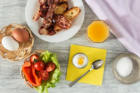 Breakfast with a soft-boiled egg Stock Photos