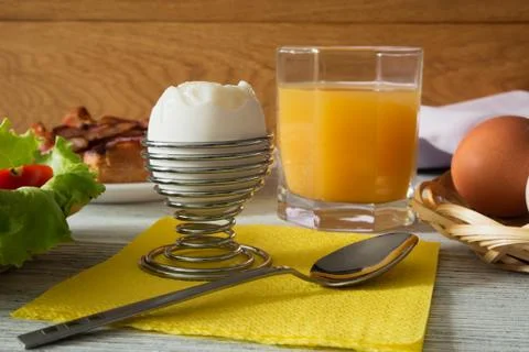 Breakfast with a soft-boiled egg Stock Photos