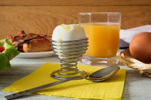 Breakfast with a soft-boiled egg Stock Photos