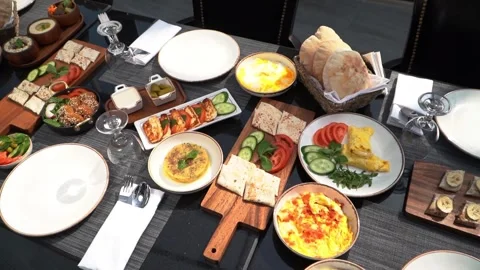 Breakfast Spread Arrangement Stock Footage 318303330