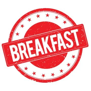 BREAKFAST stamp sign red Stock Illustration