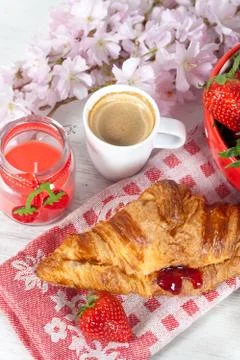 Breakfast with strawberries Stock Photos