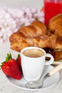 Breakfast with strawberries Stock Photos
