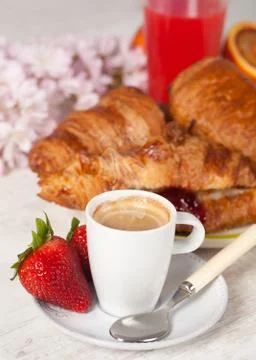 Breakfast with strawberries Stock Photos
