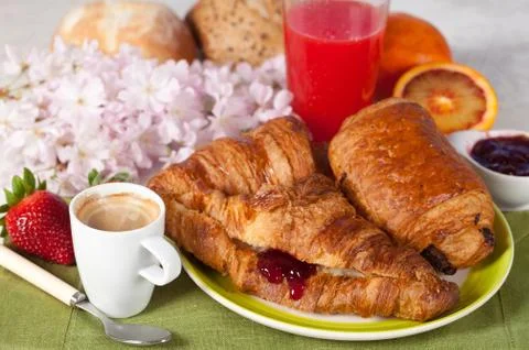 Breakfast with strawberries Stock Photos