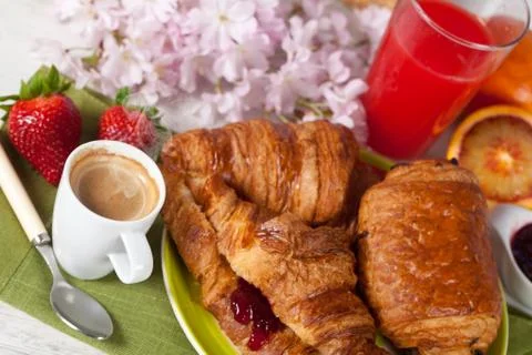 Breakfast with strawberries Stock Photos