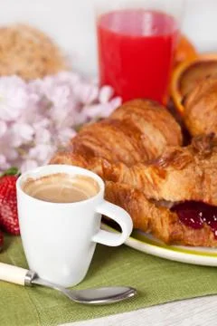 Breakfast with strawberries Stock Photos
