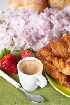 Breakfast with strawberries Stock Photos