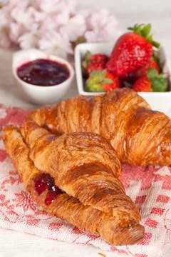 Breakfast with strawberries Stock Photos