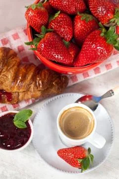 Breakfast with strawberries Stock Photos