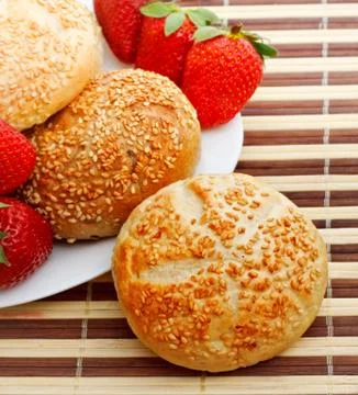 Breakfast with strawberry Stock Photos