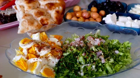 Breakfast table, a breakfast table in turkey, ready breakfast table, Stock Footage 107462955