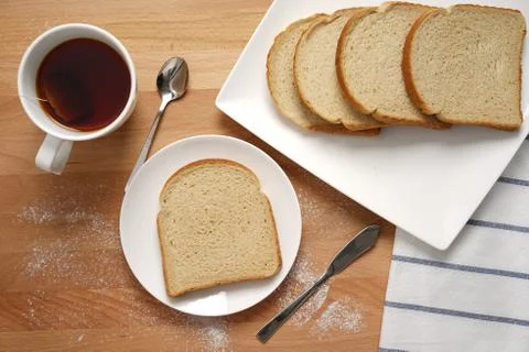 Breakfast table with food Stock Photos