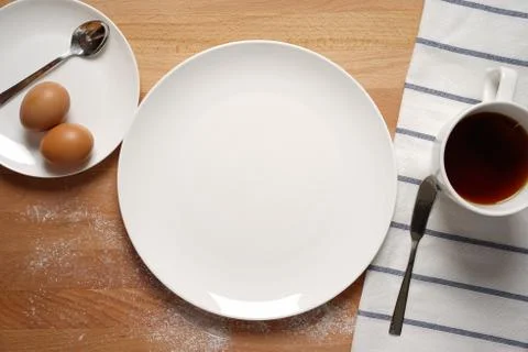 Breakfast table with food Stock Photos
