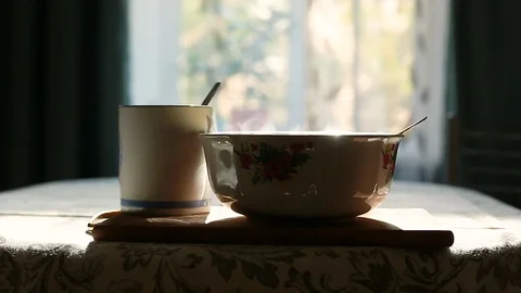 Breakfast on the table Stock Footage 115327090