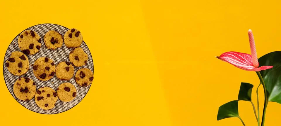 Breakfast table with gray background Stock Photos