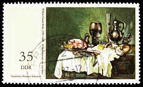 "Breakfast table with ham" (W. C. Heda), Paintings from the National Museum.. Stock Photos