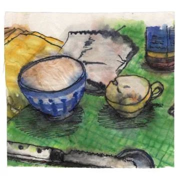 Breakfast table 스톡 일러스트