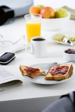 Breakfast on table Stock Photos