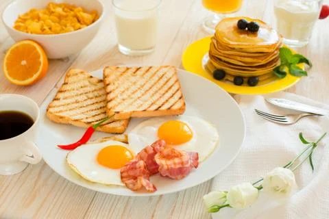 Breakfast on a table Stock Photos