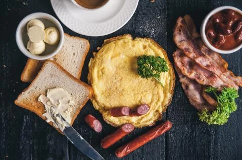 Breakfast on the table. Stock Photos