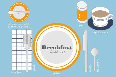 BREAKFAST TABLE SETTING Stock Illustration