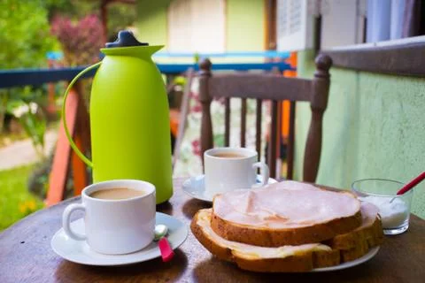 Breakfast at the terrace Foto stock