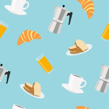Breakfast Themed Seamless Pattern Stock Illustration