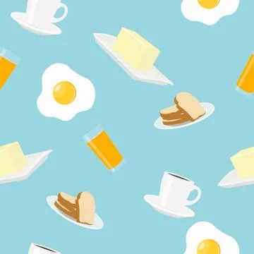 Breakfast Themed Seamless Pattern Stock Illustration