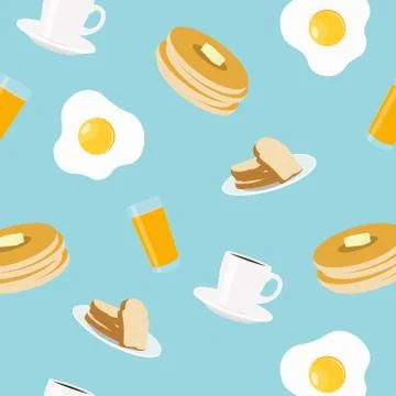 Breakfast Themed Seamless Pattern Stock Illustration
