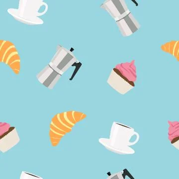 Breakfast Themed Seamless Pattern Stock Illustration