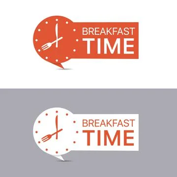 Breakfast time banners. Red and white labels Stock Illustration