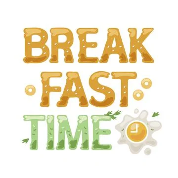 Breakfast Time Lettering Sign Stock Illustration