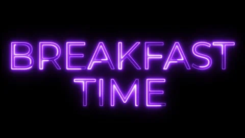 Breakfast Time Neon Text Animation Video stock 318339097