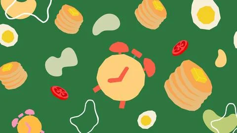 Breakfast time pancake and egg background Stock Illustration