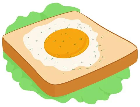 Breakfast toast with bread and fried egg Illustrazione stock