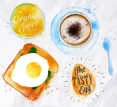 Breakfast toast egg juice Stock Illustration
