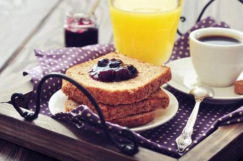 Breakfast with toast Stock Photos