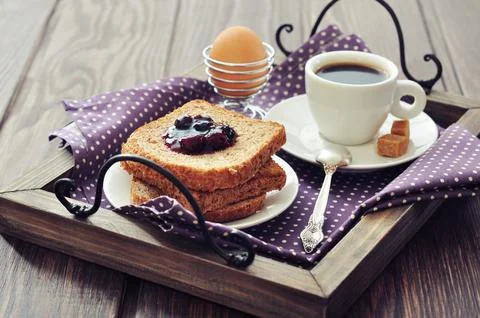 Breakfast with toast Fotos Stock