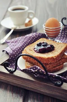 Breakfast with toast Stock Photos