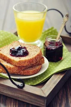 Breakfast with toast Stock Photos