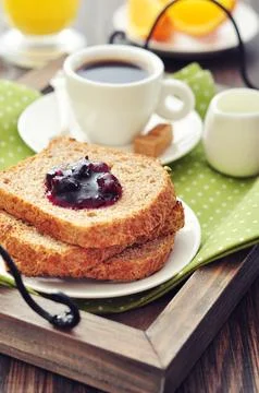 Breakfast with toast Stock Photos