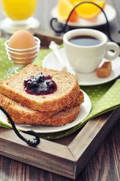 Breakfast with toast Stock Photos