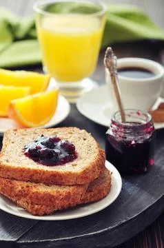 Breakfast with toast Stock Photos