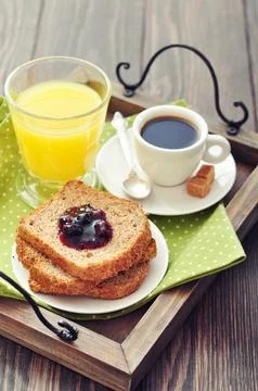 Breakfast with toast Stock Photos