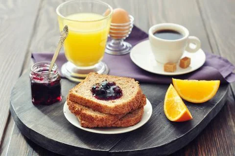 Breakfast with toast Stock Photos